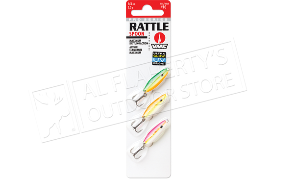 VMC Pro Series Rattle Spoon UV Glow Kit, 1/8 oz. Size 10 Hooks Pack of 3 #RTS18GUV3