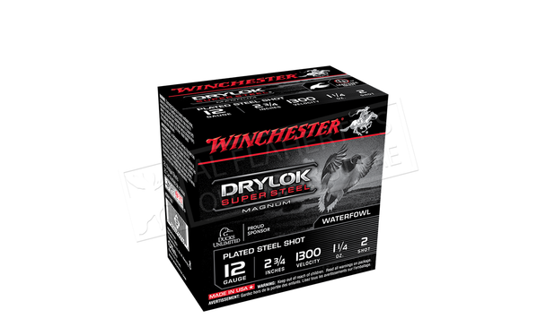 Winchester Drylok Super Steel Waterfowl Shells 12 Gauge 2-3/4", #1-1/4 or. 1300 fps, Box of 25 #XSM12