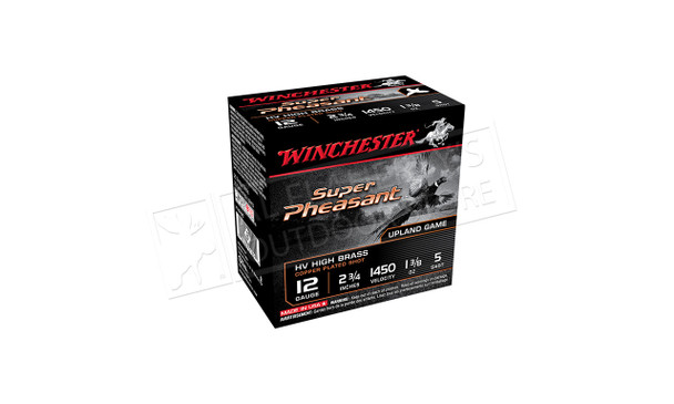 Winchester Super Pheasant High Brass Shells 12 Gauge 2-3/4", 1-3/8 oz, 1450 FPS, Box of 25 #X12PHV