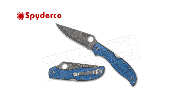 Spyderco Stretch 2 XL Blue Nishjin Glass Fiber Damascus Sprint Run #C258GFBLP