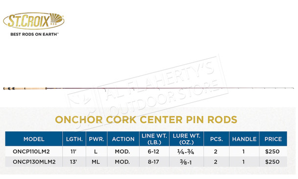 St.Croix Onchor Cork Center Pin Rods  13' or 11'