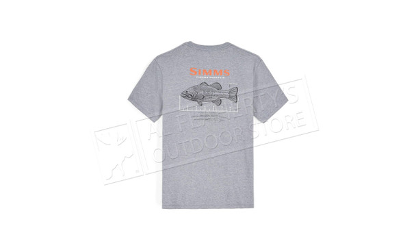 Simms Men's Locals Bass Ruler T-Shirt Athletic Heather #14367-1099