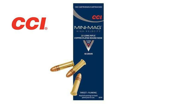 CCI 22LR MINI-MAG, HIGH-VELOCITY, 40 GRAIN ROUND NOSE, BOX OF 100