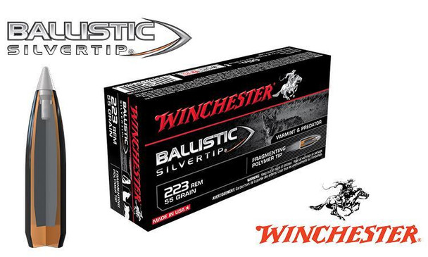 Winchester .223 Rem Ballistic Silvertip, Polymer Tipped 55 grain Box of 20 #SBST223B