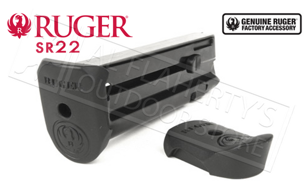 RUGER SR22 PISTOL MAGAZINE, 22LR 10-ROUND WITH EXTENSION PAD