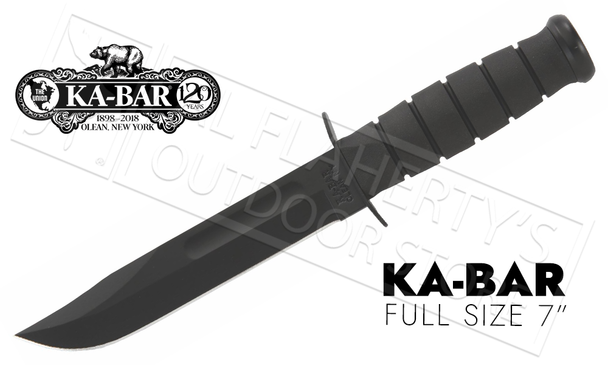 KA-BAR Full-Size 7" Straight Edge, Black #1211