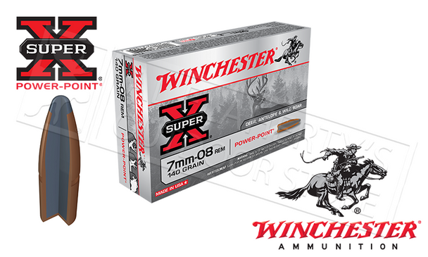 Winchester 7mm-08 Rem Super X, Power Point 140 Grain Box of 20 #X708