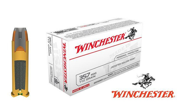 WINCHESTER .357 MAGNUM WHITE BOX, JHP 110 GRAIN BOX OF 50