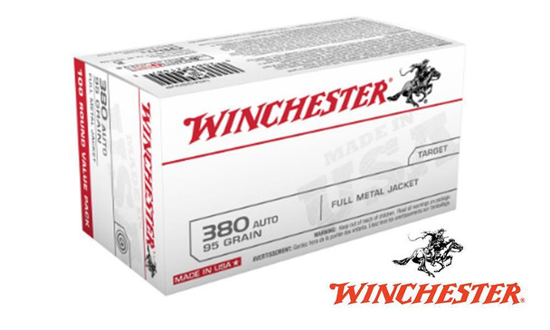 Winchester 380 Auto Value Pack, 95 Grain Box of 100 #USA380VP