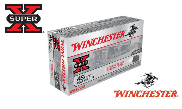 WINCHESTER 45 COLT SUPER-X, COWBOY ACTION LEAD FLAT NOSE 250 GRAIN BOX OF 50