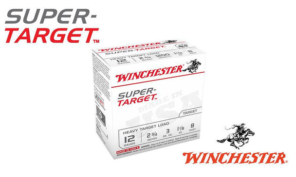 12 GAUGE - WINCHESTER SUPER-TARGET, #8, 2-3/4", 1-1/8 OZ. 3 DRAM, CASE OF 250