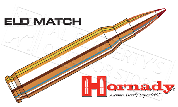 Hornady 308 Win ELD Match, Polymer Tipped 168 Grain Box of 20 #80966