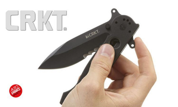 CRKT M21-14SFG FOLDING KNIFE DESIGNED BY KIT CARSON, DEEP-BELLIED SPEAR POINT WITH VEFF SERRATIONS #M2114SFG
