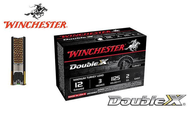 WINCHESTER DOUBLE X MAGNUM TURKEY SHELLS, 3", 2 OZ. #4, 5, 6 SHOT, 1125 FPS, BOX OF 10