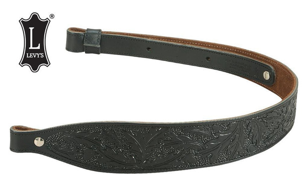 Levy's Leathers Acorn & Oak Leaf Leather Cobra Rifle Sling, 29"-36", Black #SN20T01-BLK