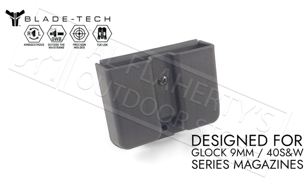 Blade-Tech Signature Double Mag Pouch for Glock 9mm and 40sw Series Magazines with TekLok Mount #AMMX0024GL940TLBLK-3