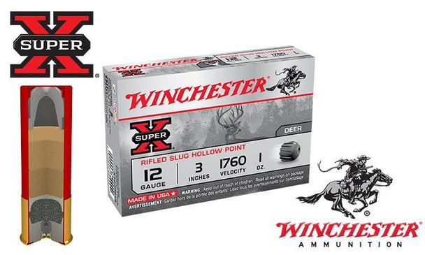 Winchester Super X Rifled Slugs 12 Gauge 3" Box of 5