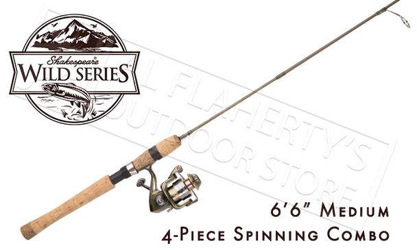 SHAKESPEARE WILD SERIES PACK ROD SPINNING COMBO, 6'6" 4-PIECE WITH CARRY CASE