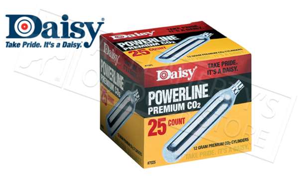 Daisy Powerline Premium CO2 12g Cartridges, Pack of 25 #7025