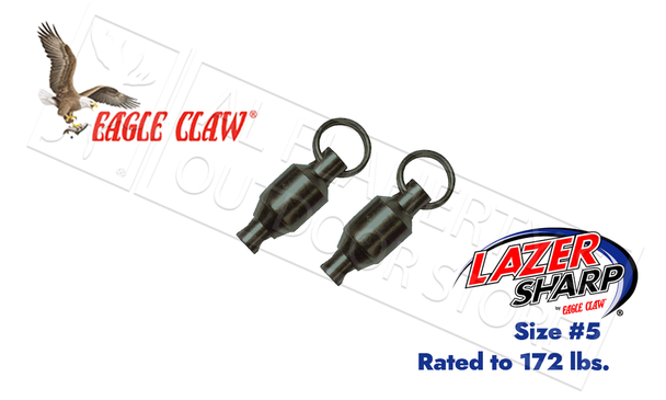 Eagle Claw Lazer Ball Bearing Swivels with Steel Rings, Size 5 - 172lbs, Pack of 2 #11082-005