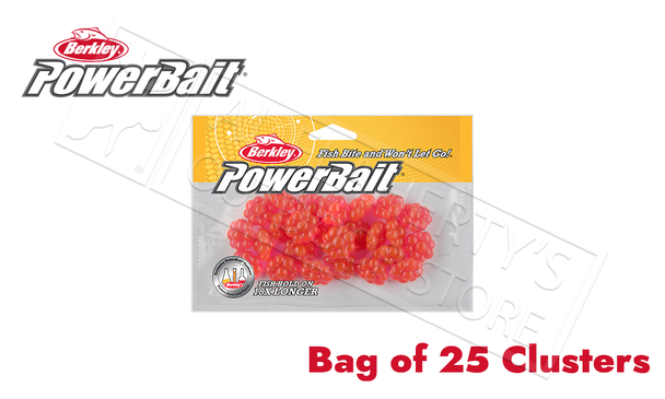 Berkley PowerBait Trout/Steelhead Egg Clusters, Fluorescent Orange Bags of 25 #PBBEC