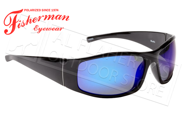 Fisherman Eyewear Bluefin Polarized Glasses, Matte Black Frame with Blue Mirror Lens #50573031