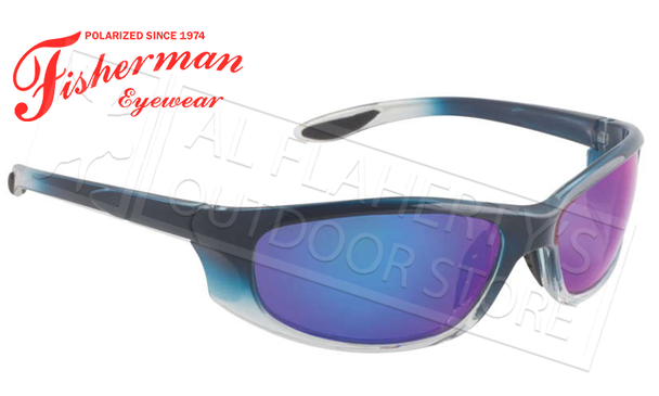 Fisherman Eyewear Riptide Polarized Glasses, Crystal Blue Fade Frame with Blue Mirror Lens #96100714