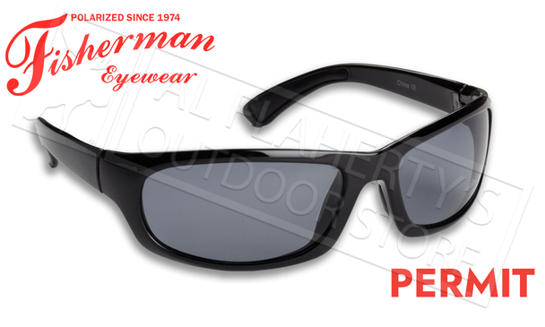 Fisherman Eyewear Permit Polarized Sunglasses, Shiny Black Frame with Gray Lens #90617