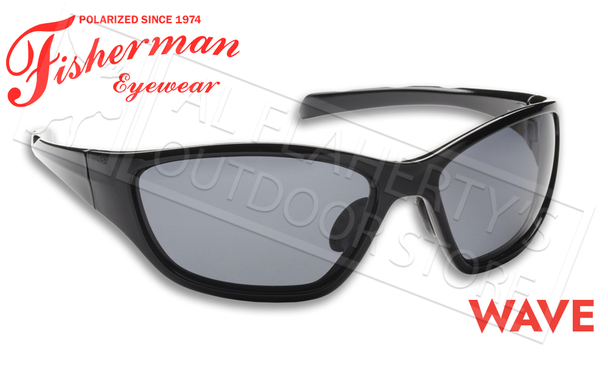 Fisherman Eyewear Wave Polarized Sunglasses, Shiny Black Frame with Gray Lens #50050001