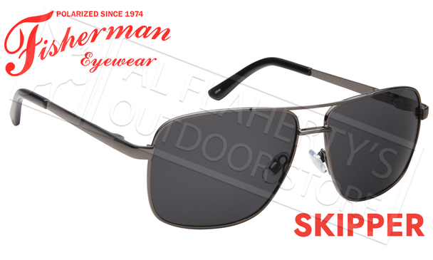 Fisherman Eyewear Skipper Polarized Sunglasses, Gunmetal Frame with Gray Lens #50652301