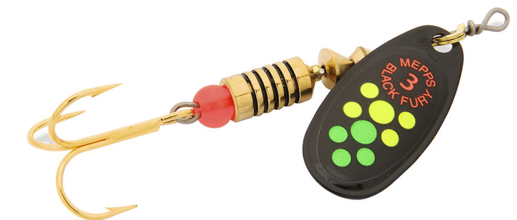 Mepps Black Fury Spinners, Inline, Treble Hook, Size 1, 1/8 oz. #BF1