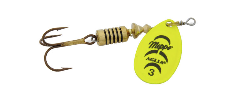 Mepps Aglia Spinners, Inline, Plain Treble, Size 2, 1/6 oz. #B2