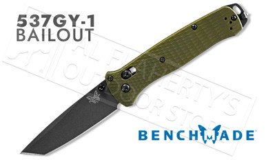 Benchmade 537 Bailout Tanto Folding Knife Woodland Green Grip #537GY-1