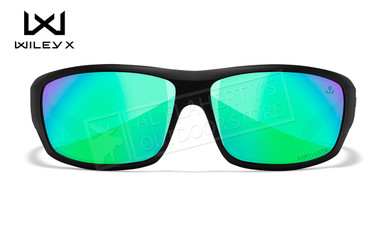 Wiley X Omega Wheeler Captivate Polarized Green Mirror/Matte Black Frame #ACOME22