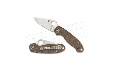 Spyderco Para 3 Brown Canvas Micarta CPM CRU-Wear #C223MPCW