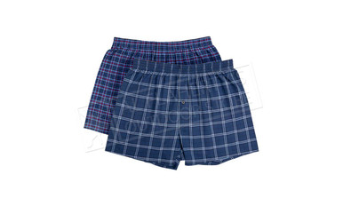 Stanfield's Men's 2 Pack Cotton Woven Plaid Boxer, Navy/Blue Combo #2579-P41