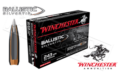 Winchester 243 WIN Ballistic Silvertip, Polymer Tipped 55 Grain Box of 20 #SBST243