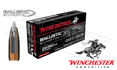 Winchester 22-250 Rem Ballistic Silvertip, Polymer Tipped 55 Grain Box of 20 #SBST22250B