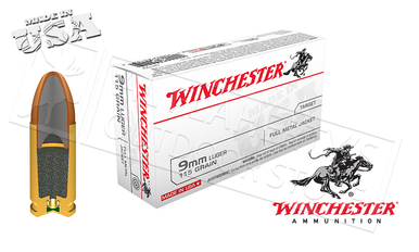 Winchester 9mm White Box, FMJ 115 Grain Box of 50, 1000/$399.80 #Q4172