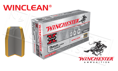 Winchester 9mm Winclean, TFMJ 115 Grain Box of 50 #WC91