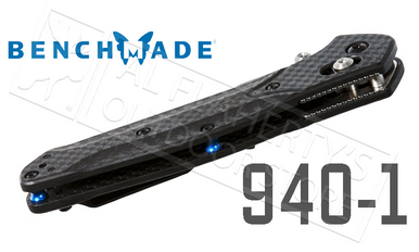Benchmade 940 EDC Folding Knife by Osborne Design, Plain Edge with Satin Finish and Carbon Fiber Handle #940-1