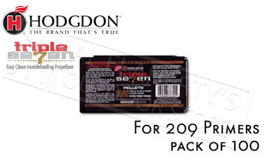 Hodgdon Triple Seven 50/50 Pre-Formed Pellets, Pack of 100 for 209 Primers #T75050