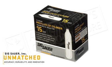 SIG Sauer Air Pistol CO2 Replacement Cartridges 12G Standard, Box of 15 #SIGPAC1215