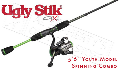 Shakespeare Ugly Stik GX2 Spinning Combo, Medium Power 6'6 Rod, 2