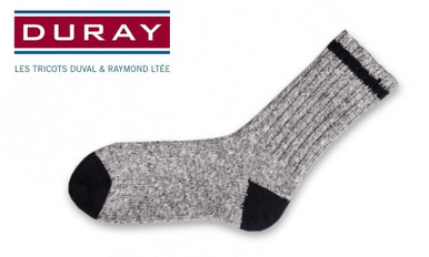 Duray Classic Walker Cotton Sock, Natural Grey and Black, Size Large #1564