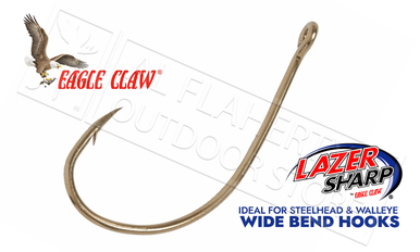 Eagle Claw Lazer Sharp Wide Bend Hooks, Bulk Packs of 50, Sizes 14