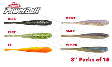 Berkley PowerBait Ribbontail Grubs, Various Patterns, 3 Pack of 15 #PBHRG3