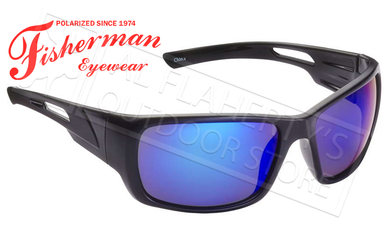 Fisherman Eyewear Hazard Polarized Sunglasses, Black with Blue Mirror Lens #50460031
