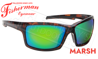 Fisherman Eyewear Marsh Polarized Sunglasses, Shiny Tortoise Frame with Green Mirror Lens #50680262