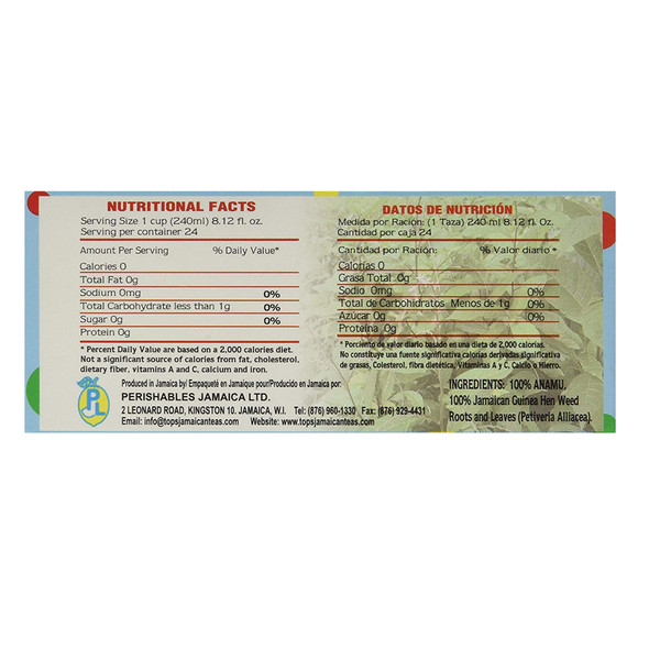 Guinea Hen Weed Tea (24 Tea Bags) nutrition facts